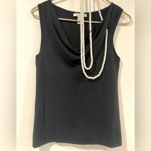 White House Black Market Sleeveless Hanging Neck Knitted Pearl Collar Blouse XS